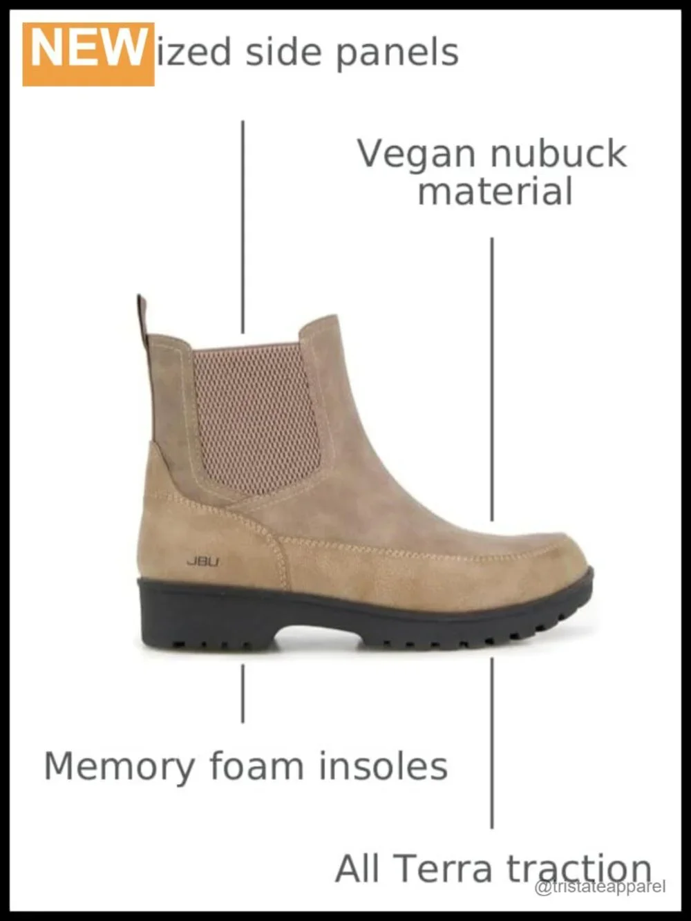 JBU by Jambu Women's Water Resistant Ankle Chelsea Boots Memory Foam Nubuck